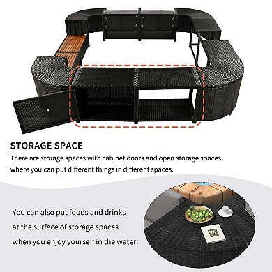 Trikiousd Outdoor Rattan Sectional Sofa Set with Storage and Cushions