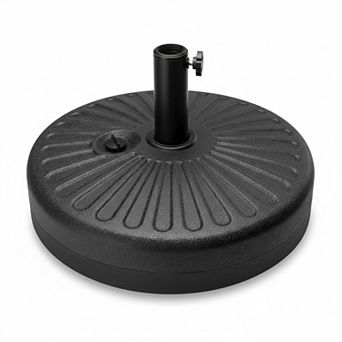 Fillable Umbrella Base Round Plastic Patio Pole Holder 55lbs Capacity Adjustable Knob