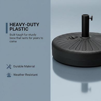 Fillable Umbrella Base Round Plastic Patio Pole Holder 55lbs Capacity Adjustable Knob