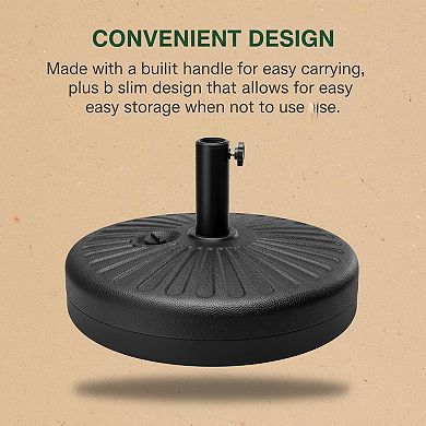 Fillable Umbrella Base Round Plastic Patio Pole Holder 55lbs Capacity Adjustable Knob