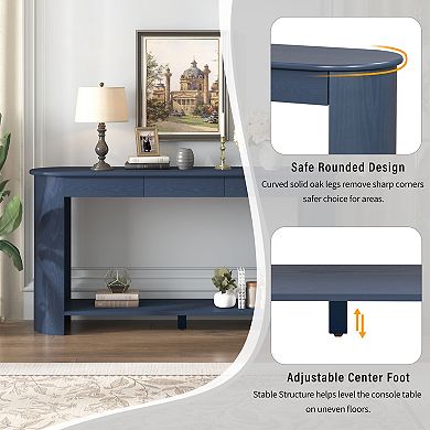 Merax 59.8'' Modern Oak Veneer Console Table with 3 Drawers