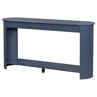 Merax 59.8'' Modern Oak Veneer Console Table with 3 Drawers