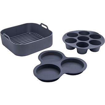 Great Ambitions 3 pc Air Fryer Set, Silicone Liner, Egg Bites Mold, Cupcake Pan, Dishwasher Safe