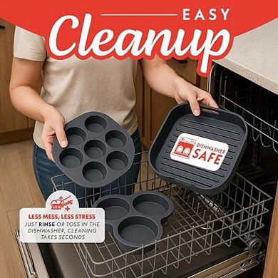 Great Ambitions 3-Piece Air Fryer Set, Silicone Liner, Egg Bites Mold, Cupcake Pan, Dishwasher Safe