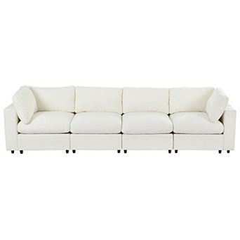 Merax 133.5" Upholstered Modular Sectional Sofa with Storage, Wireless & USB Charging