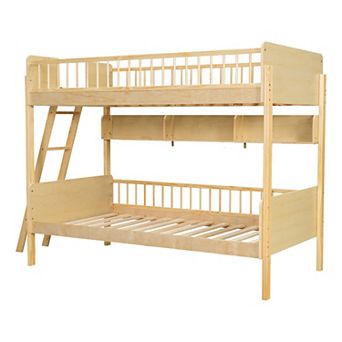 Merax Twin Size Wooden Bunk Bed with 3 Storage Shelves