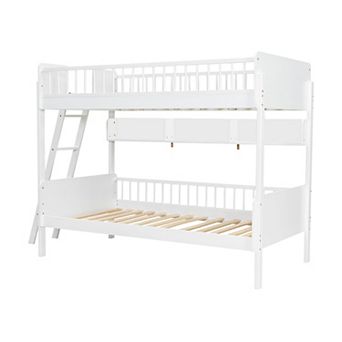 Merax Twin Size Wooden Bunk Bed with 3 Storage Shelves