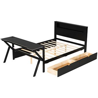 Merax Loft Bed with Desk and Storage Staircase