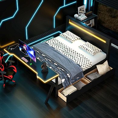 Merax Loft Bed with Desk and Storage Staircase