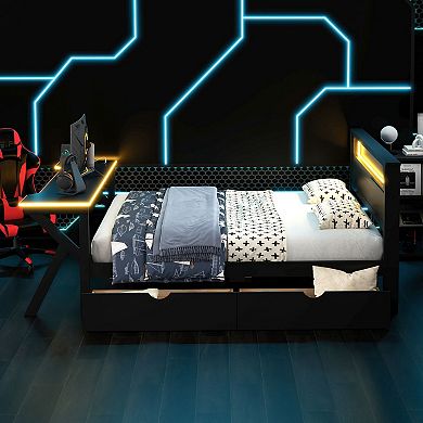 Merax Loft Bed with Desk and Storage Staircase