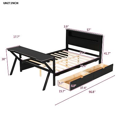 Merax Loft Bed with Desk and Storage Staircase