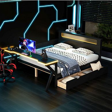 Merax Loft Bed with Desk and Storage Staircase