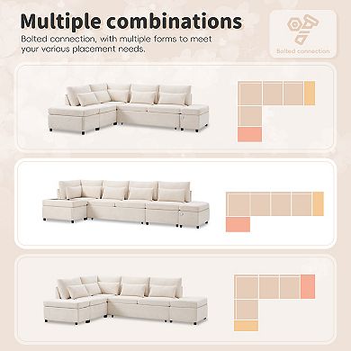 Merax 107" L-Shaped Sectional Sleeper Sofa Bed with Pull Out Couch, USB & Type-C Charging