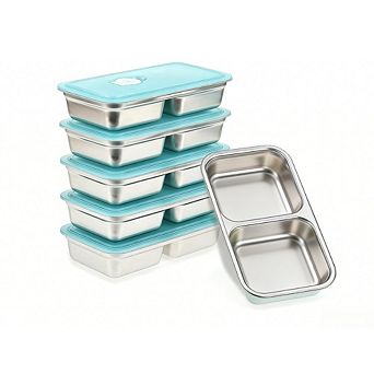 Great Ambitions 6-Pack Stainless Steel Snack Containers, Dual Compartment, Reusable