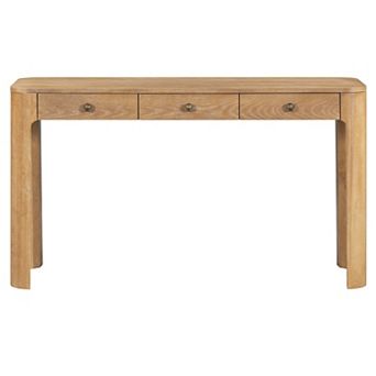 Merax Rustic Console Table with 3 Concealed Drawers, Sturdy Sofa Table with Thick Legs