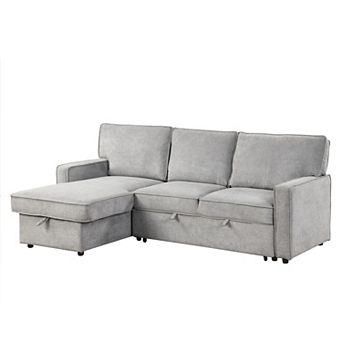 Merax Upholstered Sleeper Sectional Sofa with Storage, USB Port & 2 cup Holders