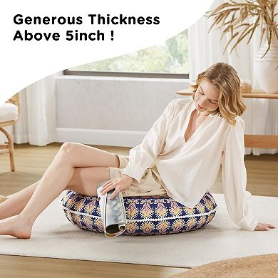 2-Pack Round Memory Foam Meditation Cushions with Boho Mandala Covers: Perfect for Yoga, Living Room