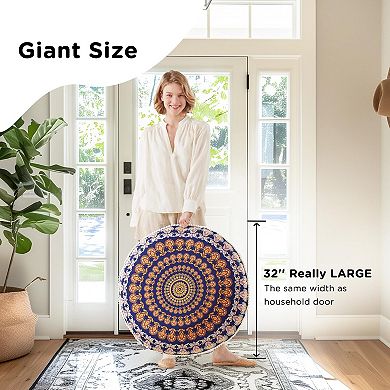 2-Pack Round Memory Foam Meditation Cushions with Boho Mandala Covers: Perfect for Yoga, Living Room
