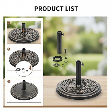 24.2 Lbs Heavy Duty Resin Umbrella Base Adjustable Round Patio Umbrella Stand
