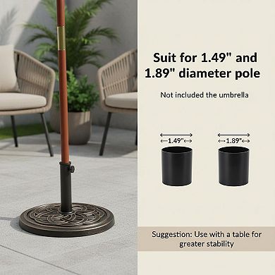 24.2 Lbs Heavy Duty Resin Umbrella Base Adjustable Round Patio Umbrella Stand