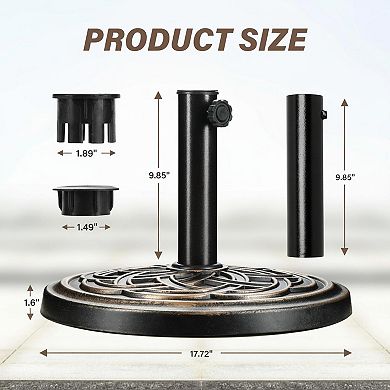24.2 Lbs Heavy Duty Resin Umbrella Base Adjustable Round Patio Umbrella Stand