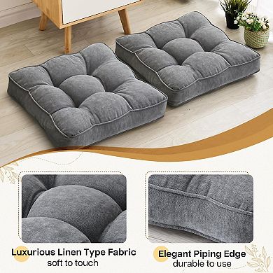 Memory Foam Floor Pillows: 2 Grey 22x22" Squares for Adult Meditation Relaxation