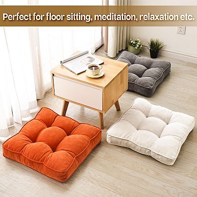 Memory Foam Floor Pillows: 2 Grey 22x22" Squares for Adult Meditation Relaxation