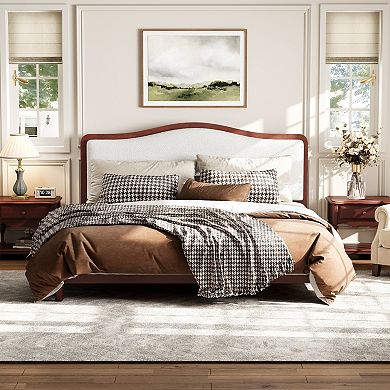 Merax Platform Bed with Upholstered Headboard