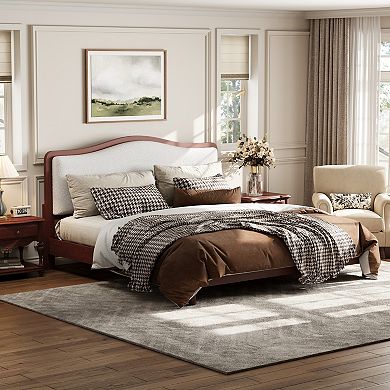 Merax Platform Bed with Upholstered Headboard