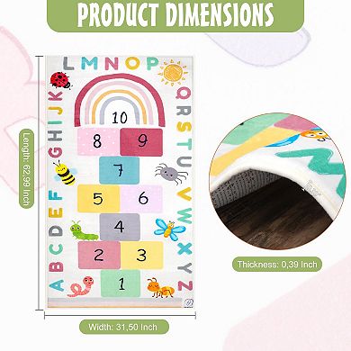 Hopscotch Rug Kids Play Mat ABC Numbers Learning Educational Non-slip Carpet Classroom
