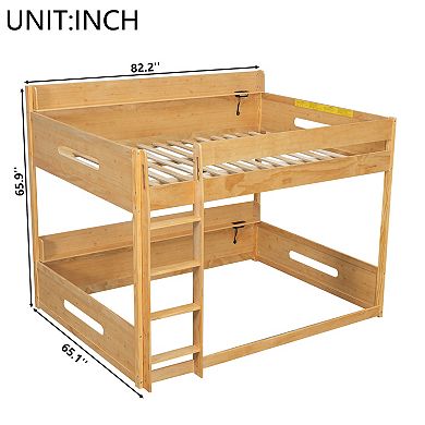 Merax Queen over Queen Bunk Bed with Storage Shelves and USB Ports