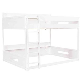 Merax Queen over Queen Bunk Bed with Storage Shelves and USB Ports