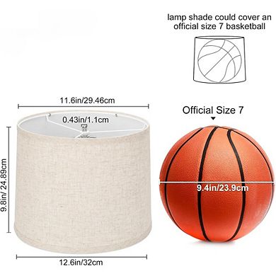 Great Ambitions Set of 2 Drum Lampshades, 12.6" Bottom, Linen, Beige, Easy Assembly