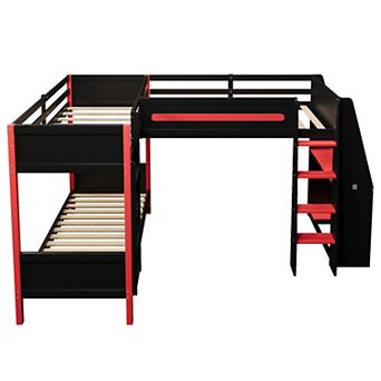 Merax Twin Size Bunk Bed with Twin Size Gaming Loft Bed