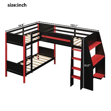 Merax Twin Size Bunk Bed with Twin Size Gaming Loft Bed