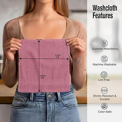 Great Ambitions 12-Pack 13"x13" Cotton Washcloths, Soft & Absorbent, Assorted Colors