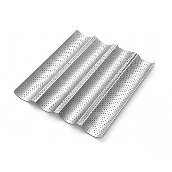 Premium Nonstick Baguette Pan, 4 Loaves, Perforated for Crispy Crust, Sourdough & Italian Bread.