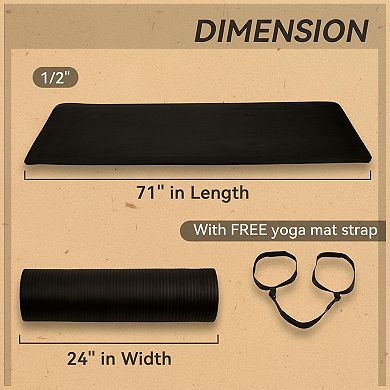 Yoga Mat 1 inch Extra Thick High Density Anti tear Non Slip with Carrying Strap for Exercises