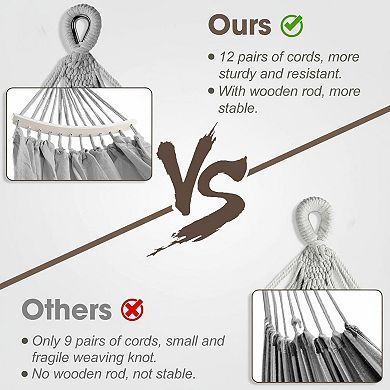 Backyard Hammock Max 500lbs Canvas, Thickened Rope, Carry Bag Outdoor Garden Patio Wedding Decor