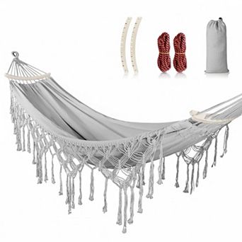 Backyard Hammock Max 500lbs Canvas, Thickened Rope, Carry Bag Outdoor Garden Patio Wedding Decor