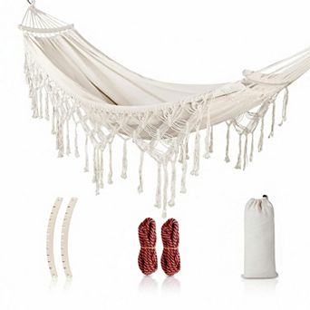 Backyard Hammock Max 500lbs Canvas, Thickened Rope, Carry Bag Outdoor Garden Patio Wedding Decor