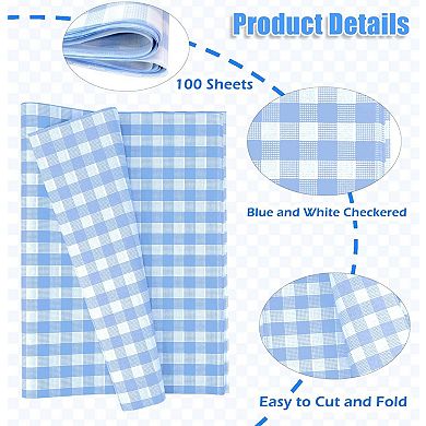 100 Sheets of Checkered Pattern Tissue Paper 14x20 inches Gift Wrapping Craft