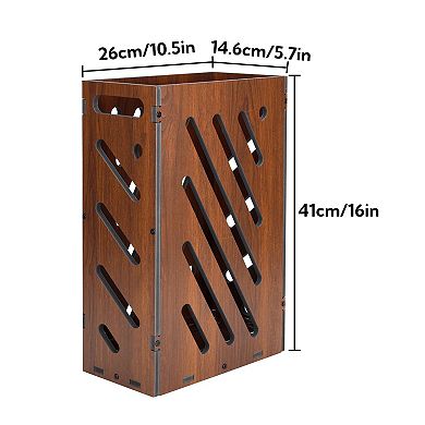Brown Umbrella Stand Removable Water Tray PVC Storage Bin Freestanding Organizer