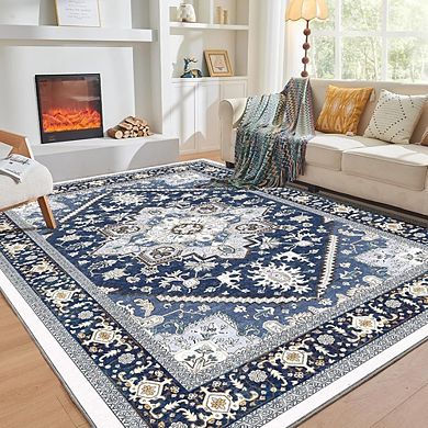 Area Rug Faux Cashmere, Soft, Low Pile, Non-Slip