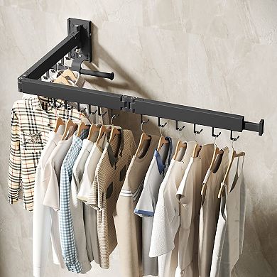 Wall Mounted Folding Clothes Drying Rack Retractable Metal Laundry Hanger 220lbs