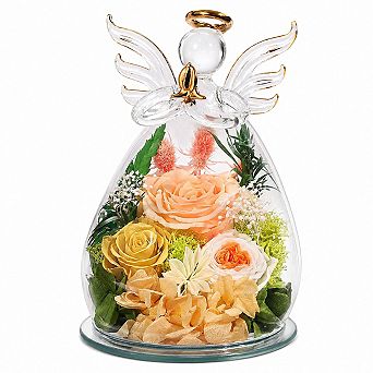 Preserved Rose Angel Figurine with LED Lights Gift for Mom Women Mothers Day Birthday Anniversary