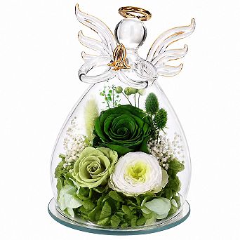 Preserved Rose Angel Figurine with LED Lights Gift for Mom Women Mothers Day Birthday Anniversary