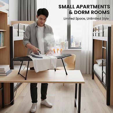 Foldable Tabletop Ironing Board Compact Portable w/ Metal Mesh 8mm Pad Iron Rest Heat-Resistant