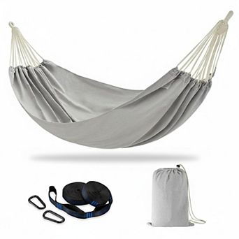 Double Hammock with Tree Straps 2-Person 450lbs Capacity Soft Woven Fabric Portable Outdoor Indoor
