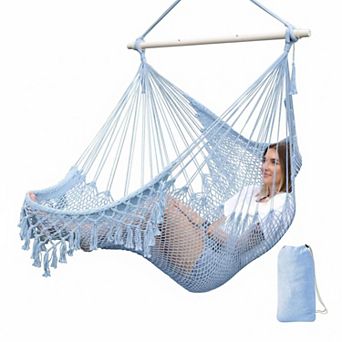 Handmade Hanging Hammock Chair Cotton Rope Woven Indoor Outdoor Comfort Swing